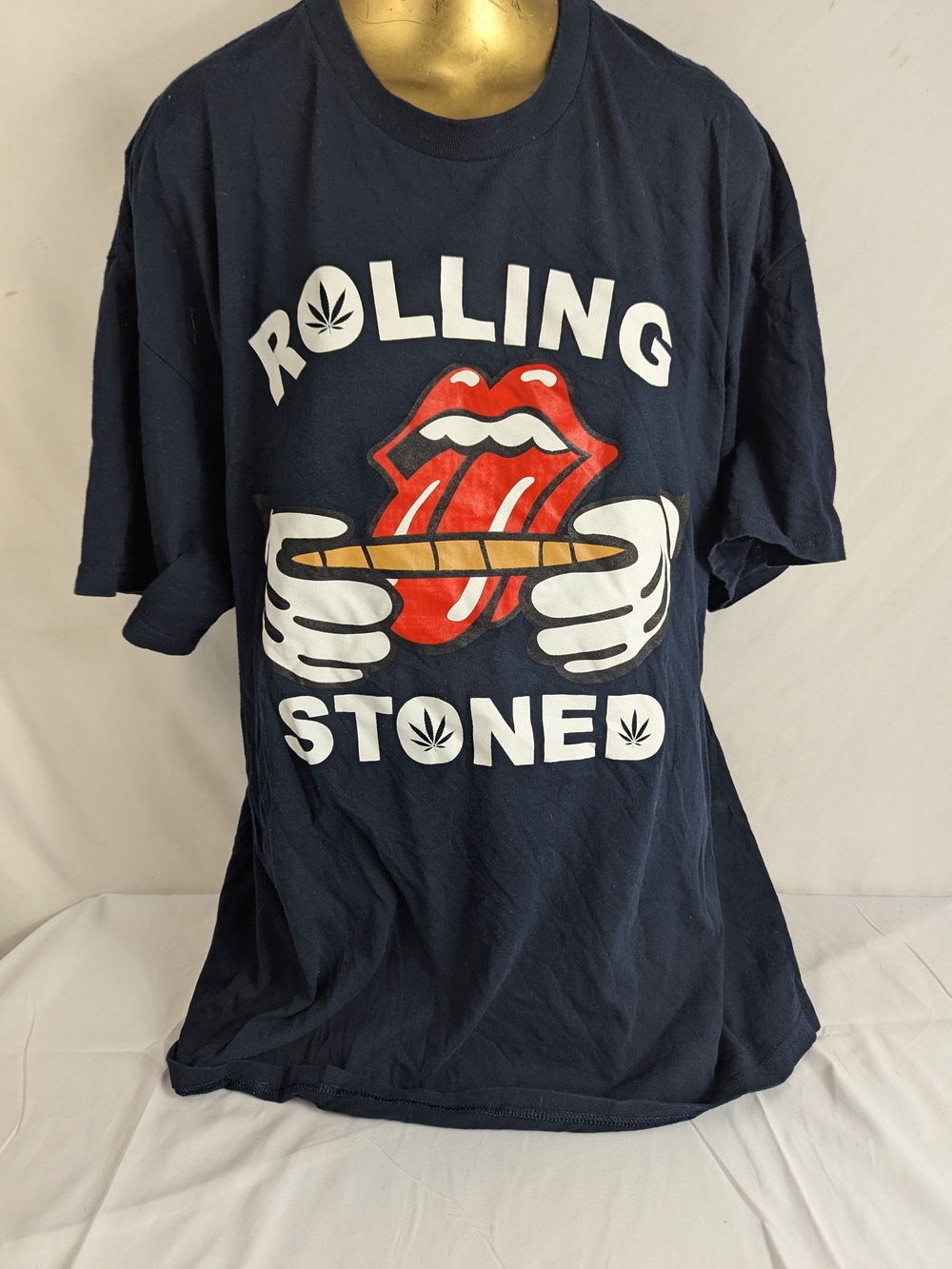 Rolling Stoned Humorous Black Tshirt XL